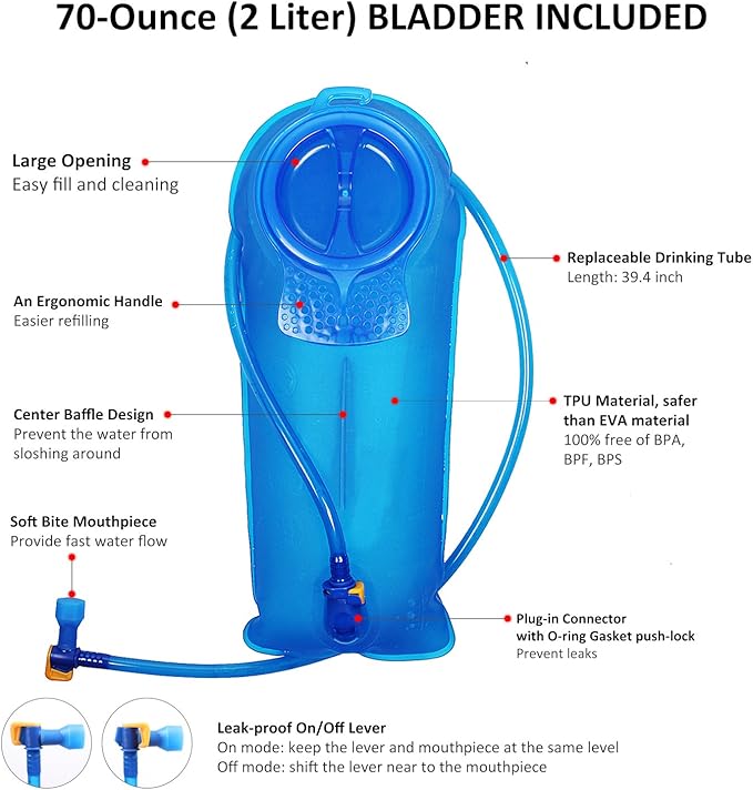 Unigear Hydration Pack Backpack with 70 oz 2L Water Bladder for Running, Hiking, Cycling, Climbing, Camping, Biking