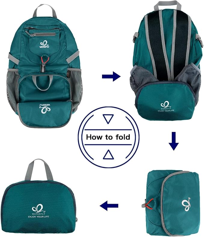 WATERFLY Small Lightweight Packable Backpack: 20l Ultra Light Foldable Travel Hiking Camping Daypack Day Pack for Man Woman