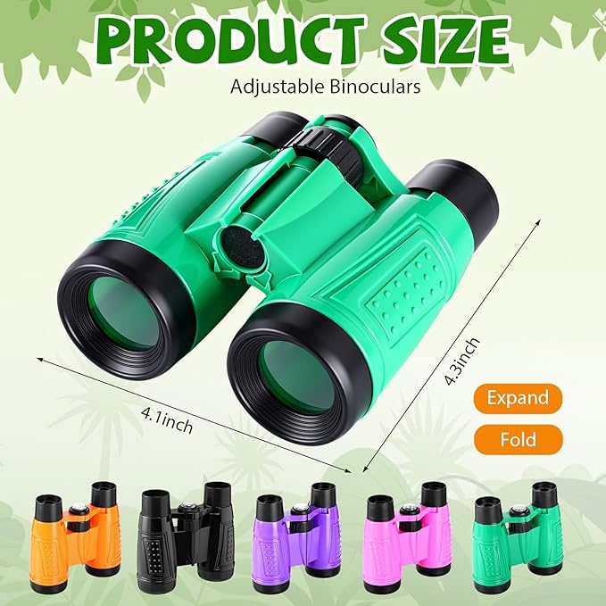 12 Set Binocular Compass Magnifying Glass Set Christmas Birthday Gift Small Telescope Binocular with Whistle Bag for Outdoor Exploring Stocking Stuffer(Stylish Color,Classic)