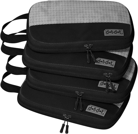 4pc Small Compression Packing Cubes for Suitcases - Carry-on Organizer Cubes - Luggage Packing Compression Bags for Travel
