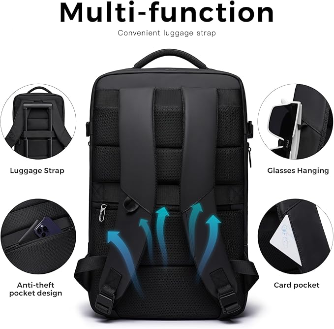 Travel Backpack for Men, 17.3 Inches Business Laptop Backpack Water-Resistant Carry on Airline Approved 18x14x8 Luggage Backpack with USB Charger Port