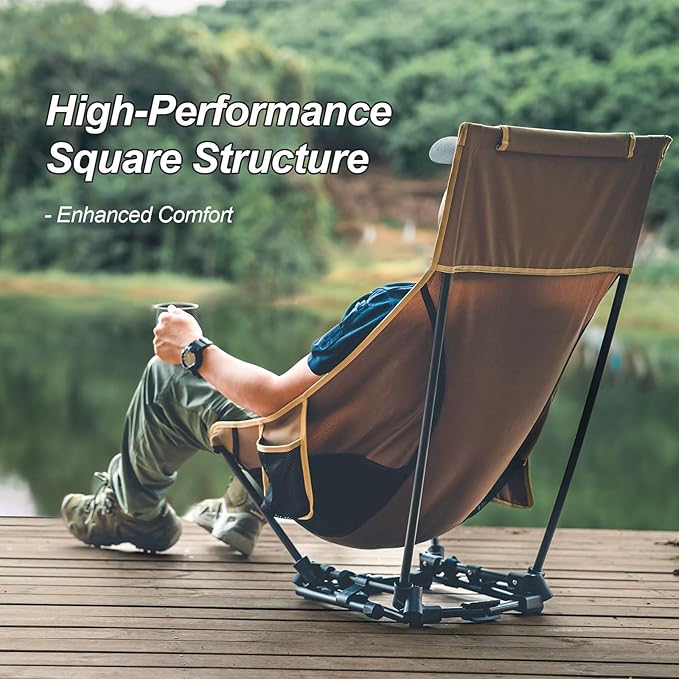 OneTigris Dragonhide Oversized Camping Chair with Pillow Design, Comfortable Widened Seat Folding, 275 lbs Capacity