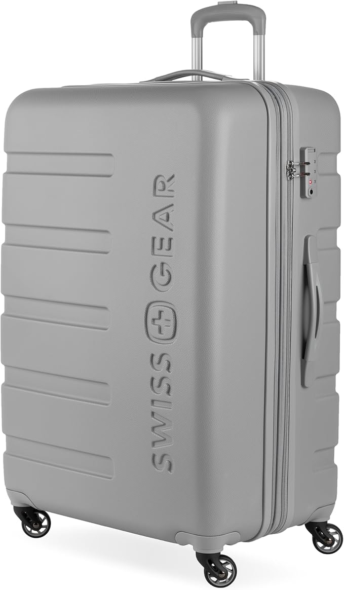 SwissGear 7366 Hardside Expandable Luggage with Spinner Wheels, Grey, Checked-Large 27-Inch