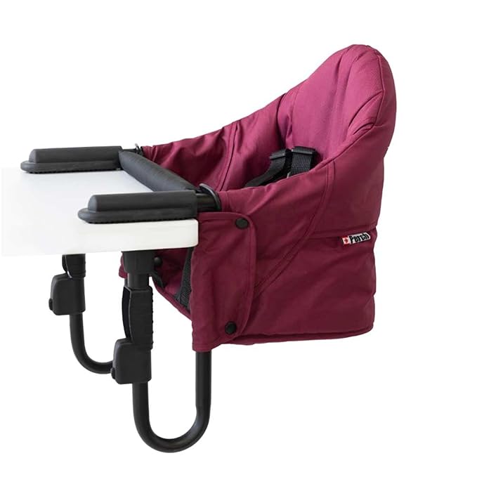 guzzie+Guss Portable Clip on High Chair for Baby Seat - Folding and Easy Setup for Travel, Home, Restaurants, Picnics - Machine Washable Fabric - Bordeaux