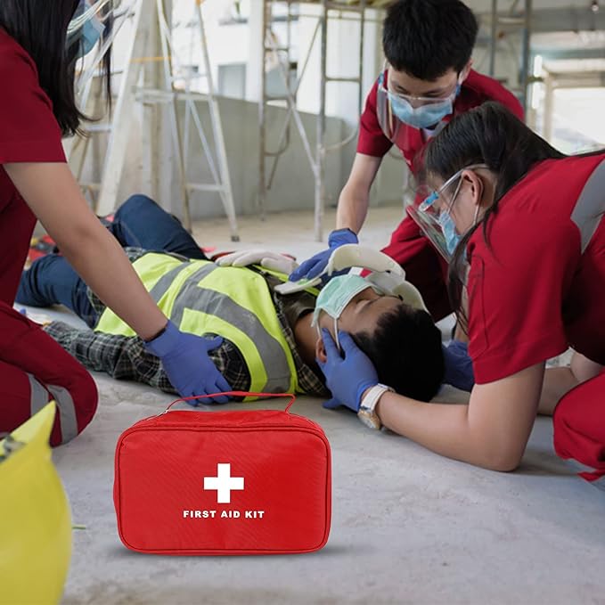 AOUTACC 6pcs First Aid Bag Empty, Waterproof Durable First Aid Kit Bag Empty with Zippered,First Responder Storage Medicine Emergency Bag for Home Office Kitchen Outdoor Travel Camping Activities-Red