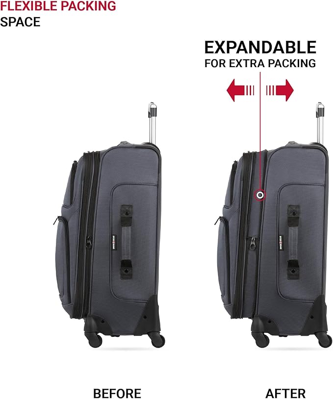 SwissGear Sion Softside Expandable Luggage, Dark Grey, 2-Piece Set (21/25)