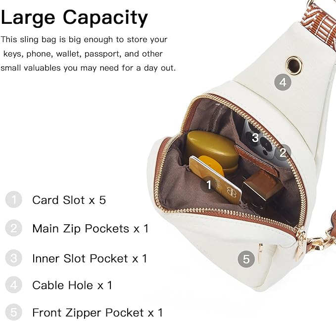 Telena Small Sling Bag for Women Leather Crossbody Fanny Packs Chest Bag for Women