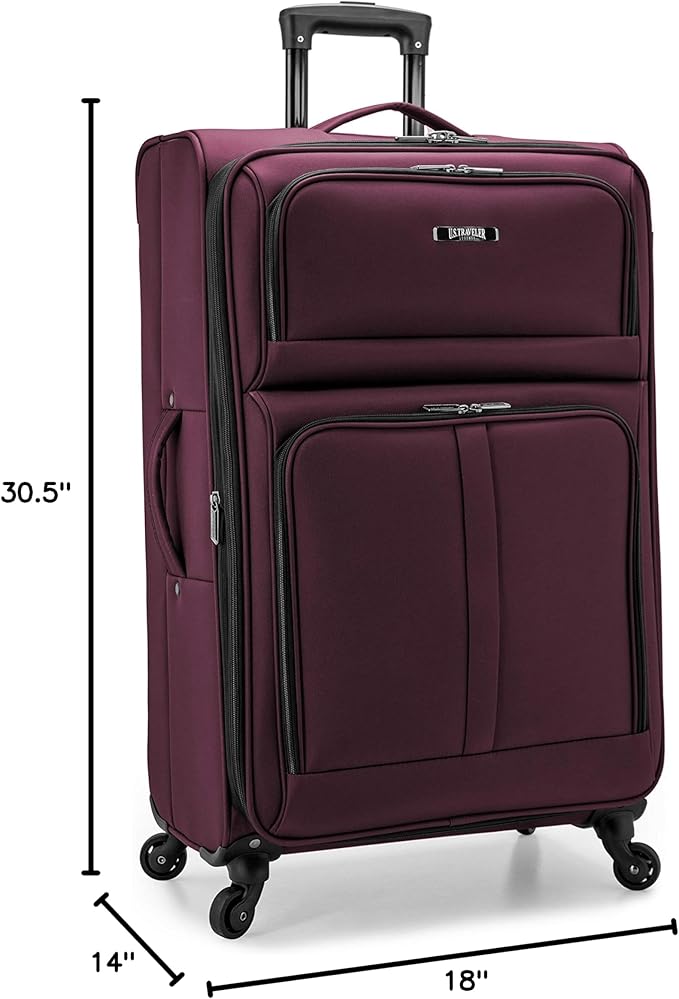 U.S. Traveler Anzio Softside Expandable Spinner Luggage, Burgundy, Checked-Large 30-Inch