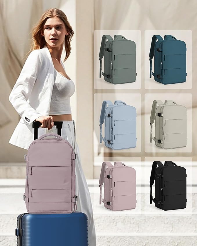 coowoz Travel Backpack Carry On for Women Man Gym Backpacks with Laptop Compartment Mochila de Viaje Teacher Personal Item Backpack Rucksack Airplane Accessories Must Haves Lotus Pink Small