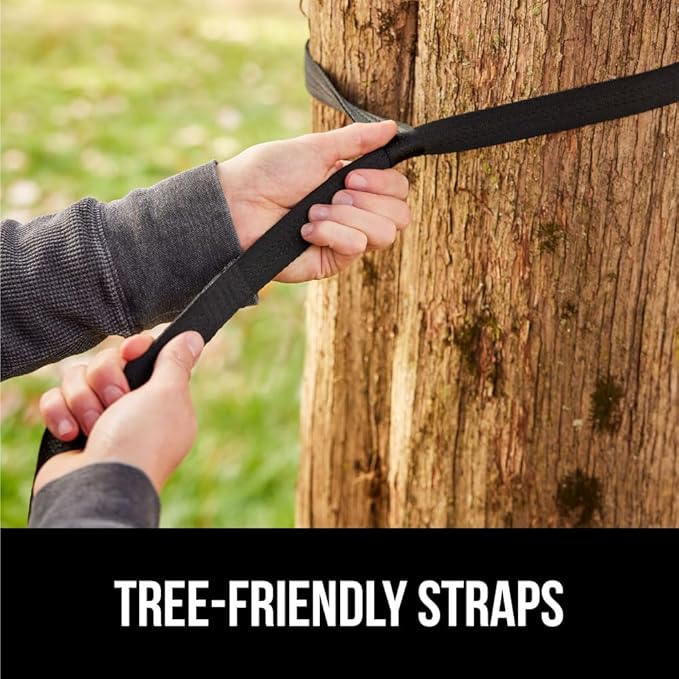 GORILLA GRIP Durable Portable Camping Hammock, Holds 500lbs with Heavy Duty Tree Straps, Comfortable Travel Swing, Camp Hammocks, Easy to Use and Install, Outdoor Essentials, Green, 10x6.5 FT