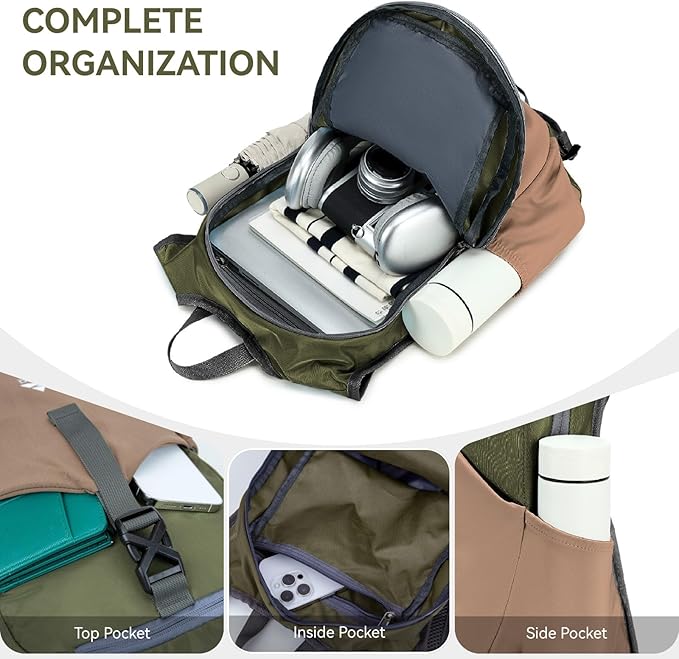15L Small Hiking Backpack for Men Women Lightweight Packable Backpack Foldable Casual Daypack for Camping Travel Outdoor, Green