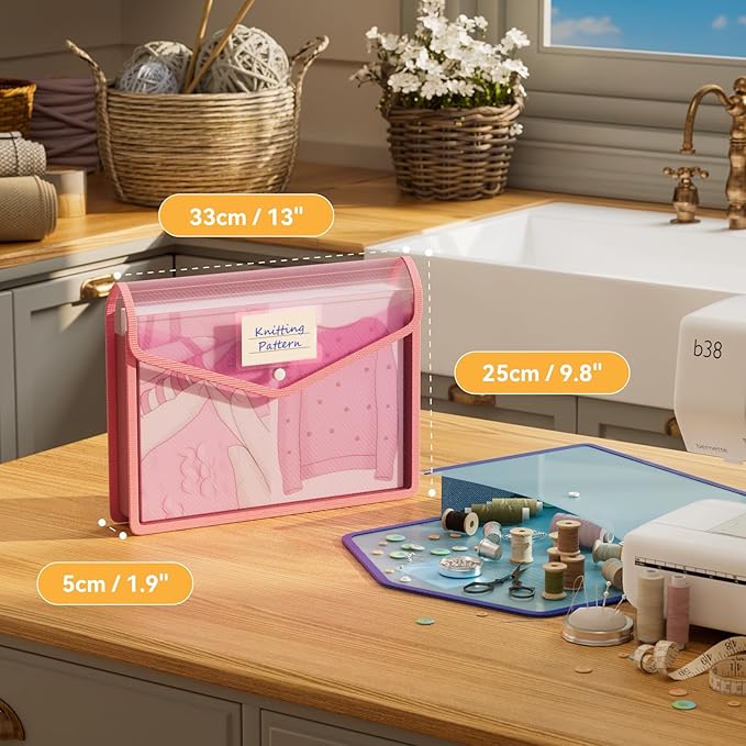 ABC life 6 Pack Plastic Expanding File Folder, Transparent Envelopes with Snap Closure, No Dividers, Large Capacity, Assorted Colors, Large Capacity, Fit Letter/A4 Size - Mutilcolor 03