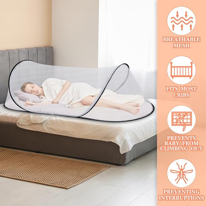 78.7 x 31.5 x 23.6 Inch Large Collapsible Portable Mosquito Net, Pop Up Mosquito Tent, Suitable for Adult Baby Camping, Bedroom Mosquito Net for Bed
