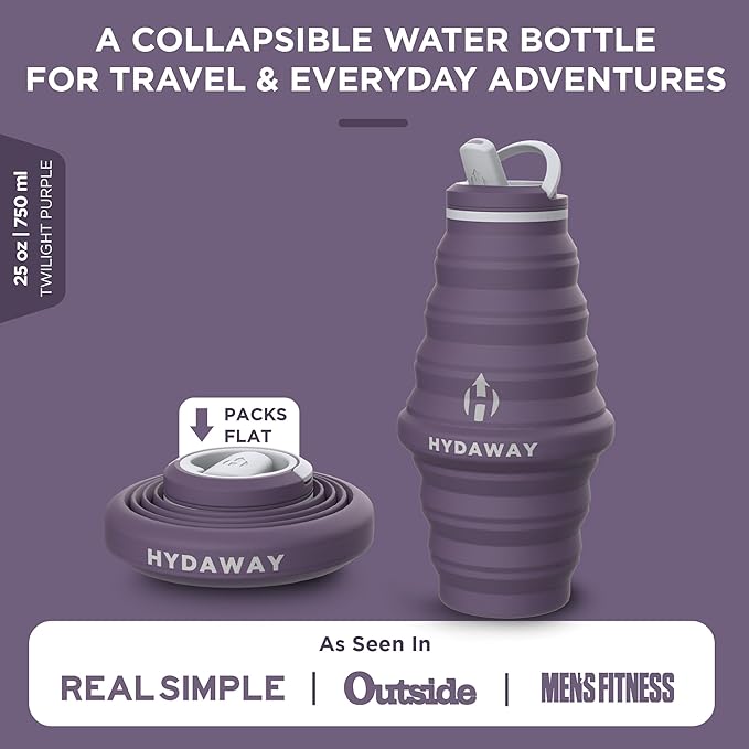 HYDAWAY 25oz Collapsible Water Bottle - BPA-Free, Leakproof, Lightweight, and Space-Saving - Perfect for Hiking, Travel, and All-Day Hydration