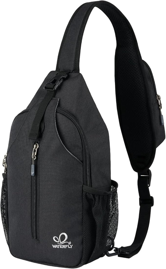WATERFLY Crossbody Sling Backpack Sling Bag Travel Hiking Chest Bag Daypack