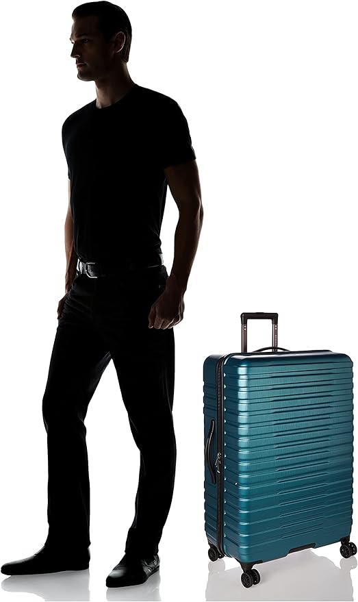 U.S. Traveler Boren Polycarbonate Hardside Rugged Travel Suitcase Luggage with 8 Spinner Wheels, Aluminum Handle, Teal, Checked-Large 30-Inch