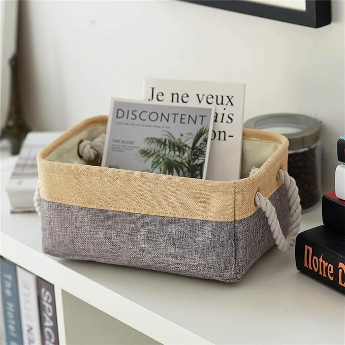 TheWarmHome Small Storage Bins Basket - Small Storage Baskets for Organizing Shelves, Fabric Storage Cubes Organizer for Changing Table Clothes Shoes Sock Towel Dog Toy,Decorative Basket Gift