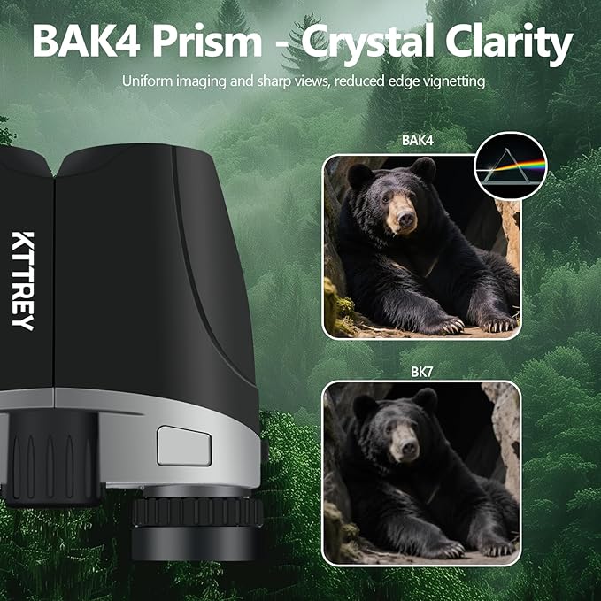 10x25 Compact Binoculars for Adults and Kids, Small High Powered Binoculars with Low Light Vision for Bird Watching, Hunting, Hiking, Cruise and Travel, Includes Carrying Bag