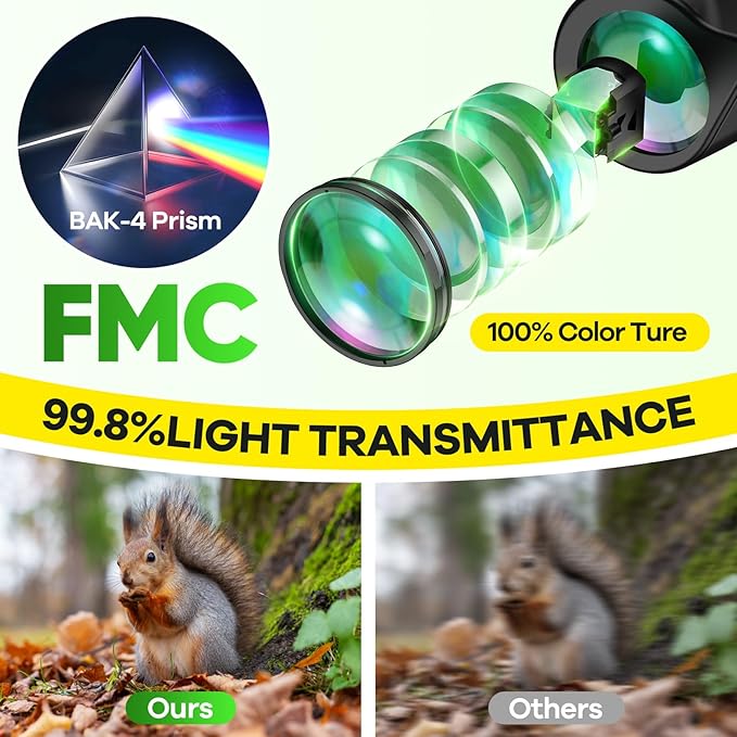 High Powered 15x25 Compact Binoculars for Adults&Kids with BAK4 Prism,FMC Lens,Waterproof Binocular with Low Light Vision,Small Binoculars for Cruise Ship/Bird Watching/Theater/Travel/Sightseeing