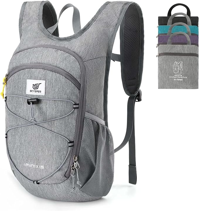 SKYSPER 15L/20L Foldable Hiking Backpack Lightweight Packable Travel Daypack with Chest Strap Small Folding Pack for Walking