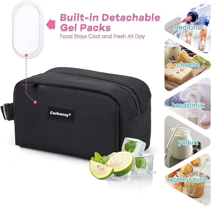 Freezable Lunch Bag,Freezable Snack Bag,Mini Cooler Bag for Travel/Work/School,Small Insulated Bag,Small Cooler Lunch Box with Ice Packs,Insulated Snack Bag,Freezable Snack Box with Handle Buckle