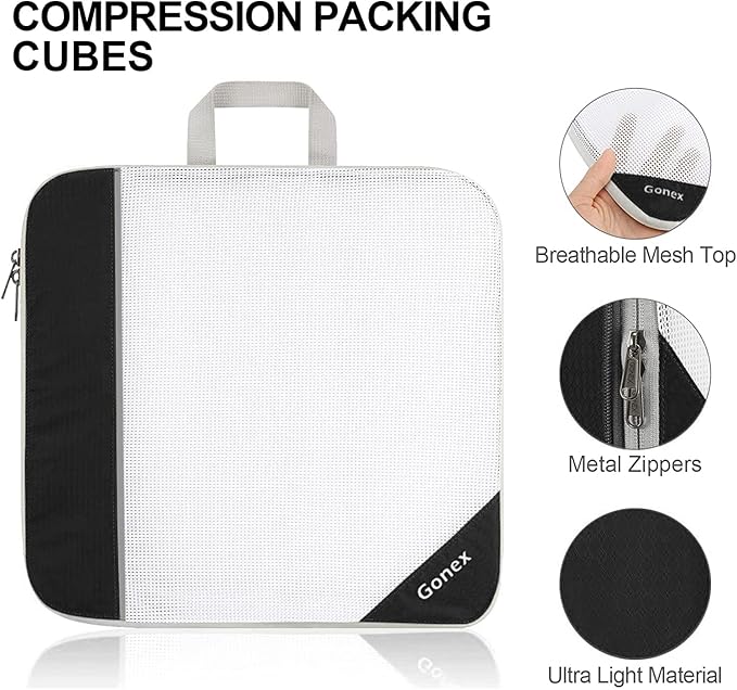 Compression Packing Cubes, Gonex Extensible Storage Mesh Bags Organizers