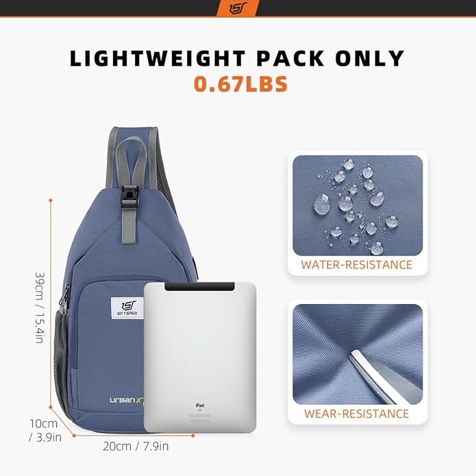 SKYSPER Sling Bag RFID Crossbody Sling Backpack Cross Body Shoulder Bag Travel Hiking Daypack for Women Men