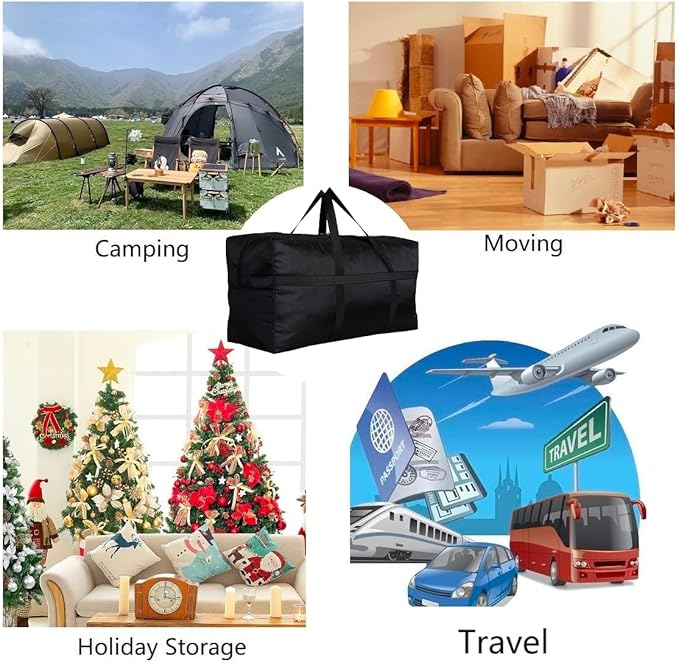 Extra Large Storage Duffle Bag with Zippers and Handles, Big Foldable Duffle Bag for Travel
