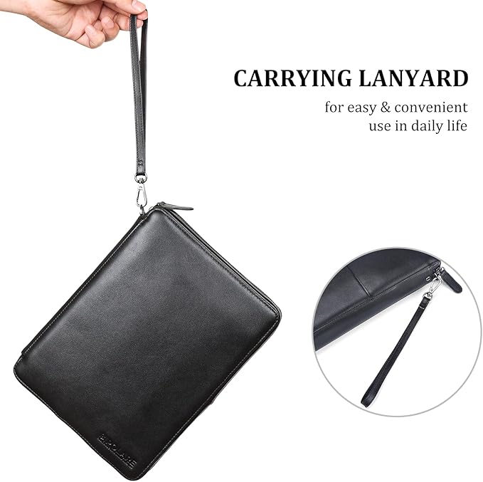 Polare Full Grain Leather Travel Cable Organizer Case Electronics Accessories Carry Bag with YKK Zippers Tech Storage Bag for Cables, Power Bank, USB, SD Card, Travel Essentials