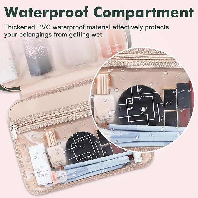 Wedama Toiletry Bag for Women, Large Cosmetic Travel Bag, Hanging Toiletry Bag for Bathroom, Thickened PVC Waterproof Travel Makeup Bag, Toiletries Bag for Travel Business Trips and Camping