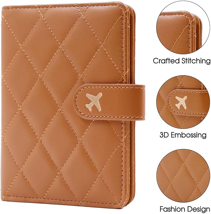 Melsbrinna Premium Leather Passport Holder Covers Case, Waterproof Rfid Blocking Travel Wallet Passport Holder with Pen Holder, Cute Passport Book for Women/Men