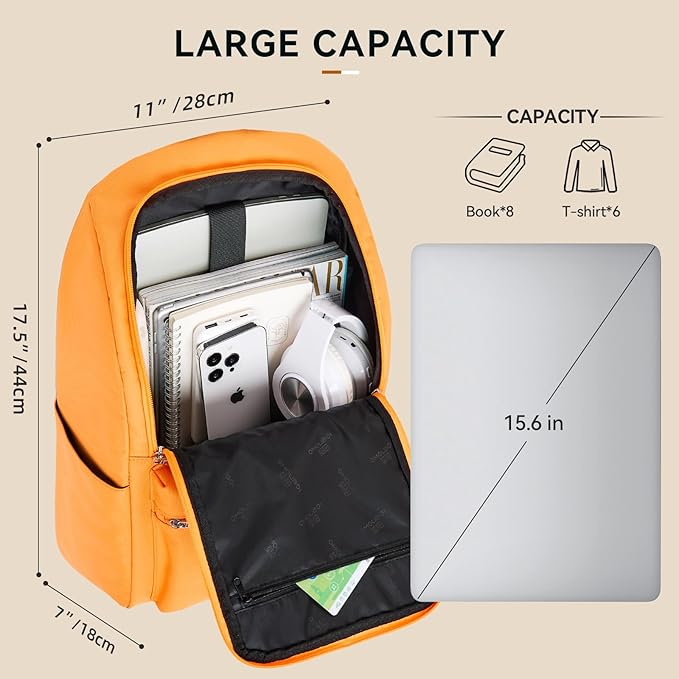 OMOUBOI Casual Daypacks Superbreak Backpack 14 inch Laptop Backpack for Women & Men Fits Tourism Business (Orange)