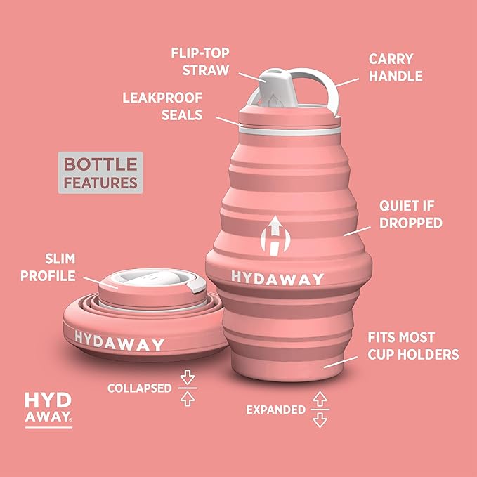 HYDAWAY 17oz Collapsible Water Bottle - BPA-Free, Leakproof, Lightweight, and Space-Saving - Perfect for Travel, Hiking, and Everyday Hydration