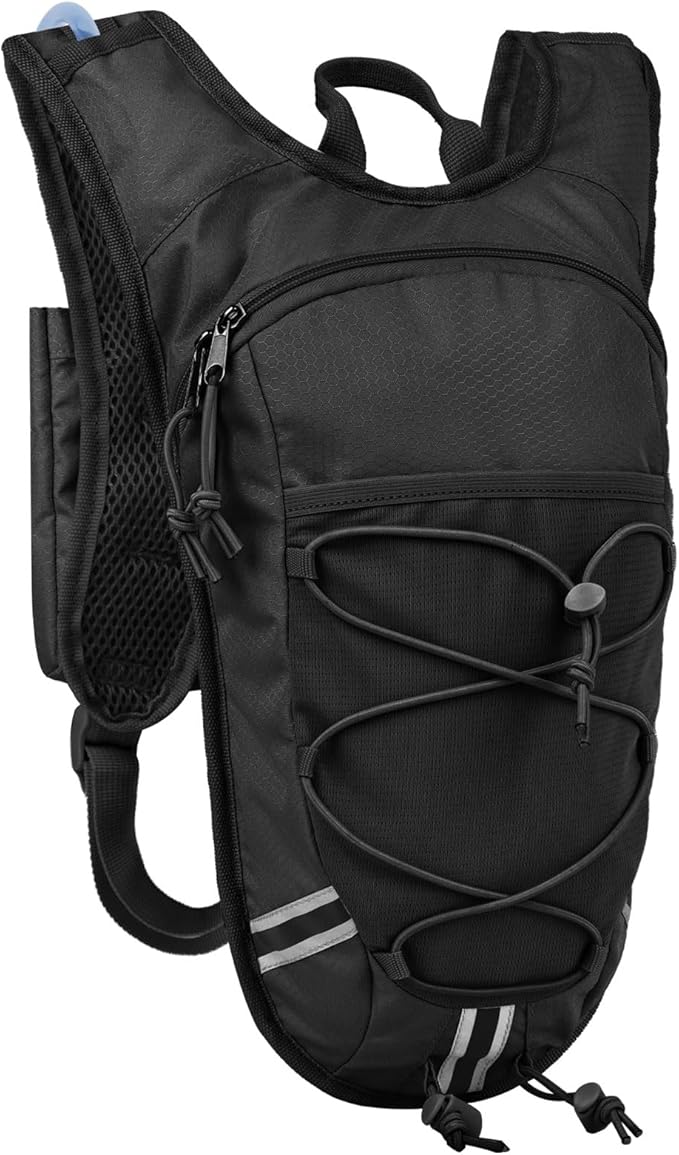 Lightweight Hydration Backpack 2L Water Bladder Pack for Running, Cycling, Hiking – Anti-Theft Water Backpack with Phone Holder, Trekking Pole Holder & Reflective Strips for Men & Women