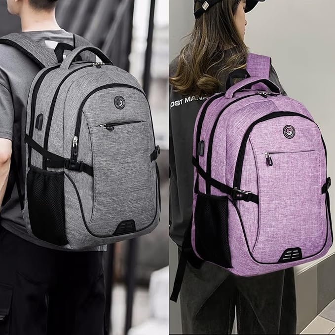 SHRRADOO Anti Theft Laptop Backpack Travel Backpacks with usb Charging Port for Women Men High School College Backpack Computer Bag Fits 17 Inch Laptop,Purple