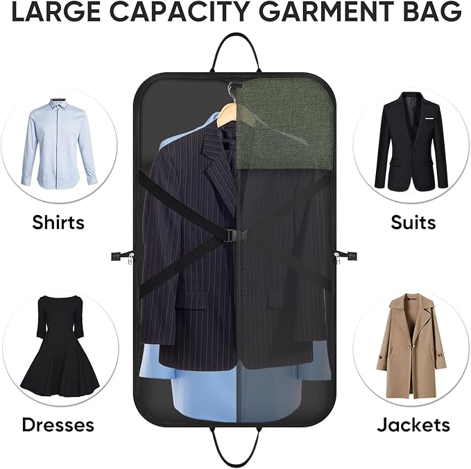 BALEINE Travel Garment Bag, Travel Suit Bag for Men, 42'' Waterproof Carry on Garment Bag for Hanging Clothes, Garment Duffel Bag for Travel Business (Green)