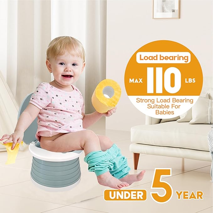 Travel Potty for Toddler, Portable and Foldable Toilet, Apply to Seat Emergency Toilet for Car, Camping, Outdoor, Indoor (grey, small)