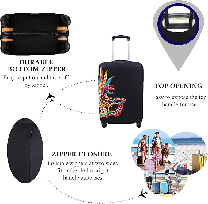 Explore Land Travel Luggage Cover Suitcase Protector Fits 27-30 Inch Case (Carnival, L)