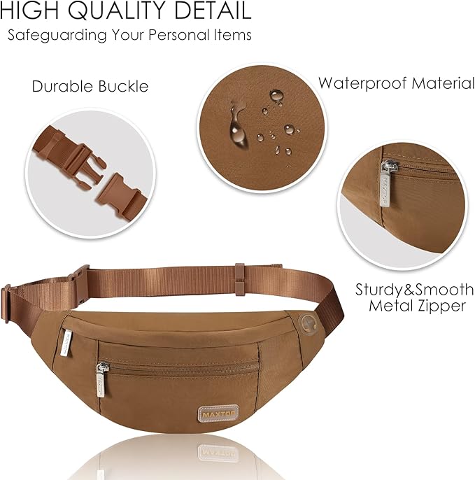 MAXTOP Large Crossbody Fanny Pack with 4-Zipper Pockets,Gifts for Enjoy Sports Festival Workout Traveling Running Casual Hands-Free Wallets Waist Pack Phone Bag Carrying All Phones