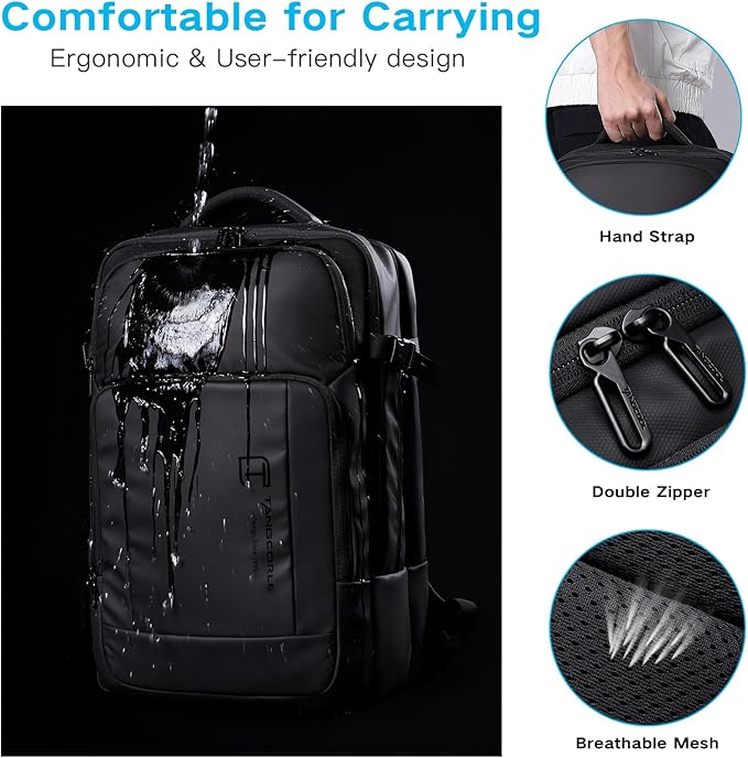 Travel Backpack for Men, 17.3 Inches Business Laptop Backpack Water-Resistant Carry on Airline Approved 18x14x8 Luggage Backpack with USB Charger Port