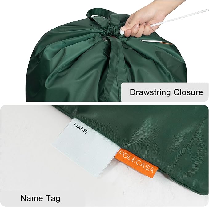 Polecasa Small Heavy Duty Laundry Bag with 130gsm Tear Resistant Fabric and Handles, Easy to Carry Durable Dirty Clothes Drawstring Bag, Perfect for College Dorm, Travel 21”x24”, Green