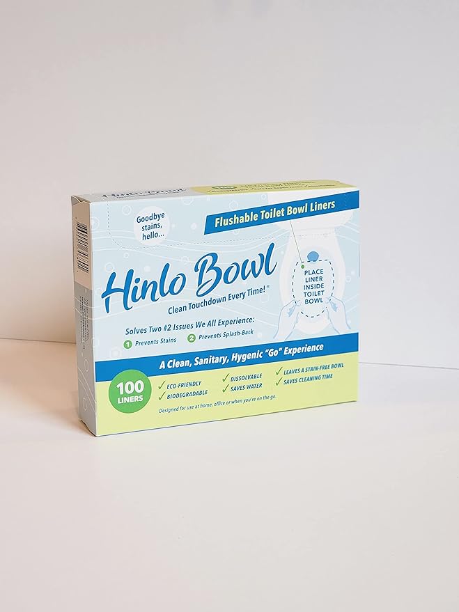 Hinlo Bowl Disposable Toilet Bowl Liners - Hygienic RV Toilet Liners, Bathroom Splash Guard for Toilets Flushable Commodes Liner Septic Safe Disposable Paper Liner Stain Prevention - 100 Pcs