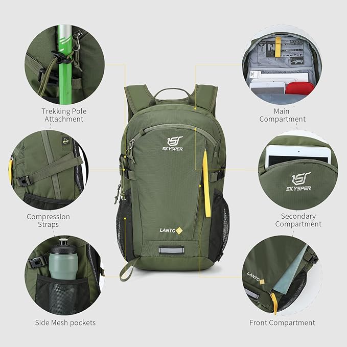 SKYSPER Small Hiking Backpack, 20L Lightweight Travel Backpacks Hiking Daypack for Women Men