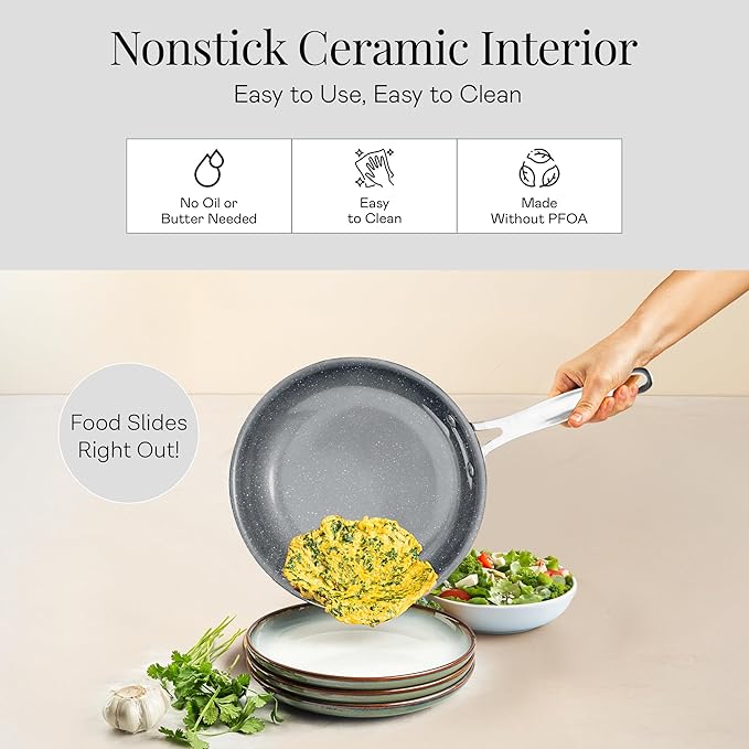 Granitestone 20 Pc Ceramic Cookware Set Nonstick, Complete Pots and Pans Set Non Stick for Kitchen with Bakeware, Cooking Utensils & Steamer, Non Toxic Made Without PFOA PFOS, Oven & Dishwasher Safe