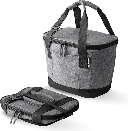 CleverMade Collapsible Insulated Cooler Bag – Leakproof Soft Folding Cooler for Beach, Travel, Car