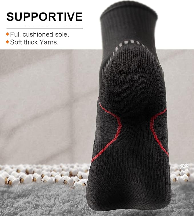 BULLIANT Compression Socks for Men 6Pairs, Athletic Crew Socks Cushioned For Men Sports Running-Arch Support