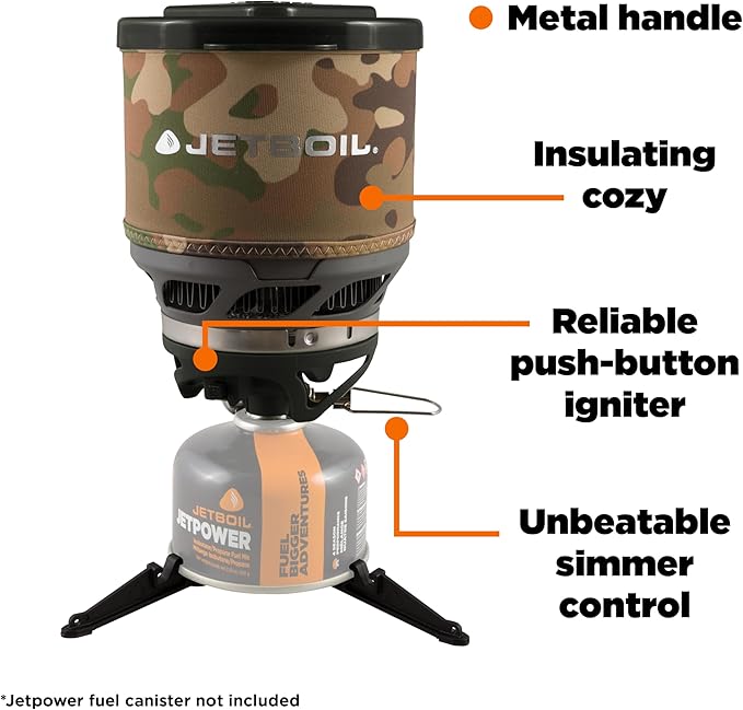 Jetboil MiniMo Camping and Backpacking Stove Cooking System with Adjustable Heat Control