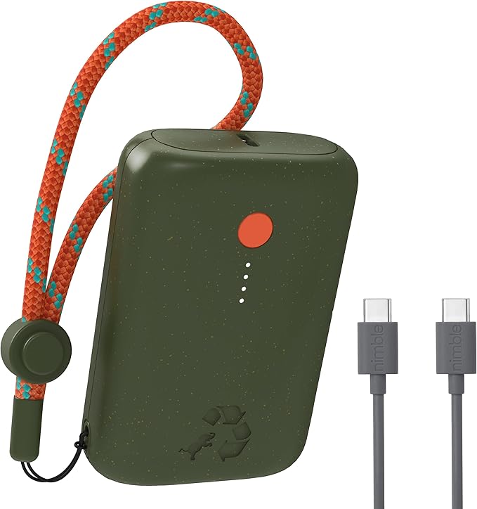 Nimble Champ Portable Charger, 10,000mAh Power Bank Fast Charging, 20W Dual USB-C Battery Pack with Cable, Travel Essential Power Bank for iPhone Laptops Galaxy Tablet Pixel iPad Macbook Kindle Airpod