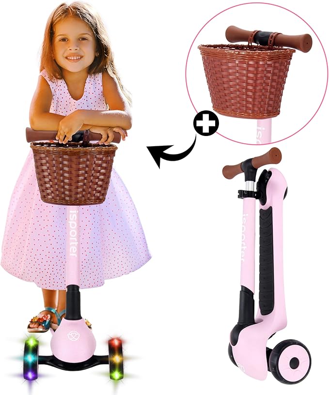iSporter Luggage Scooter for Kids Ages 2-5 | Ride-On Suitcase Scooters for Boys Girls | Foldable & Height Adjustable, 110lbs Max