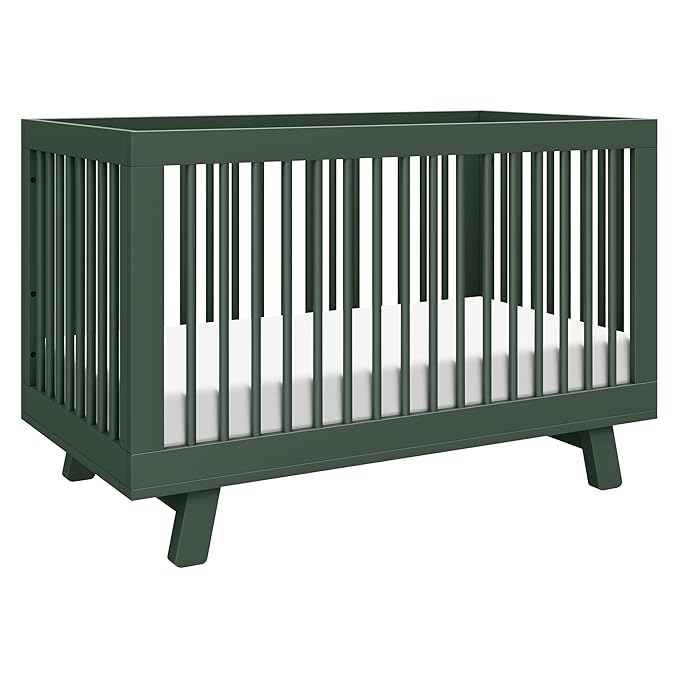 Babyletto Hudson 3-in-1 Convertible Baby Crib with Toddler Bed & Daybed Conversion - Strong, Durable, and Easy to Assemble - GREENGUARD Gold Certified w/ 4 Adjustable Mattress Heights - Forest Green